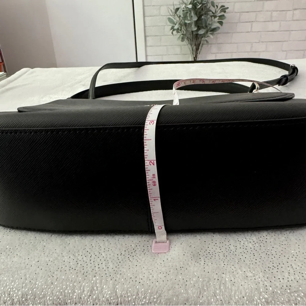 KATE SPADE Black Staci Saffiano Leather Flap Crossbody Bag - Picture 13 of 15